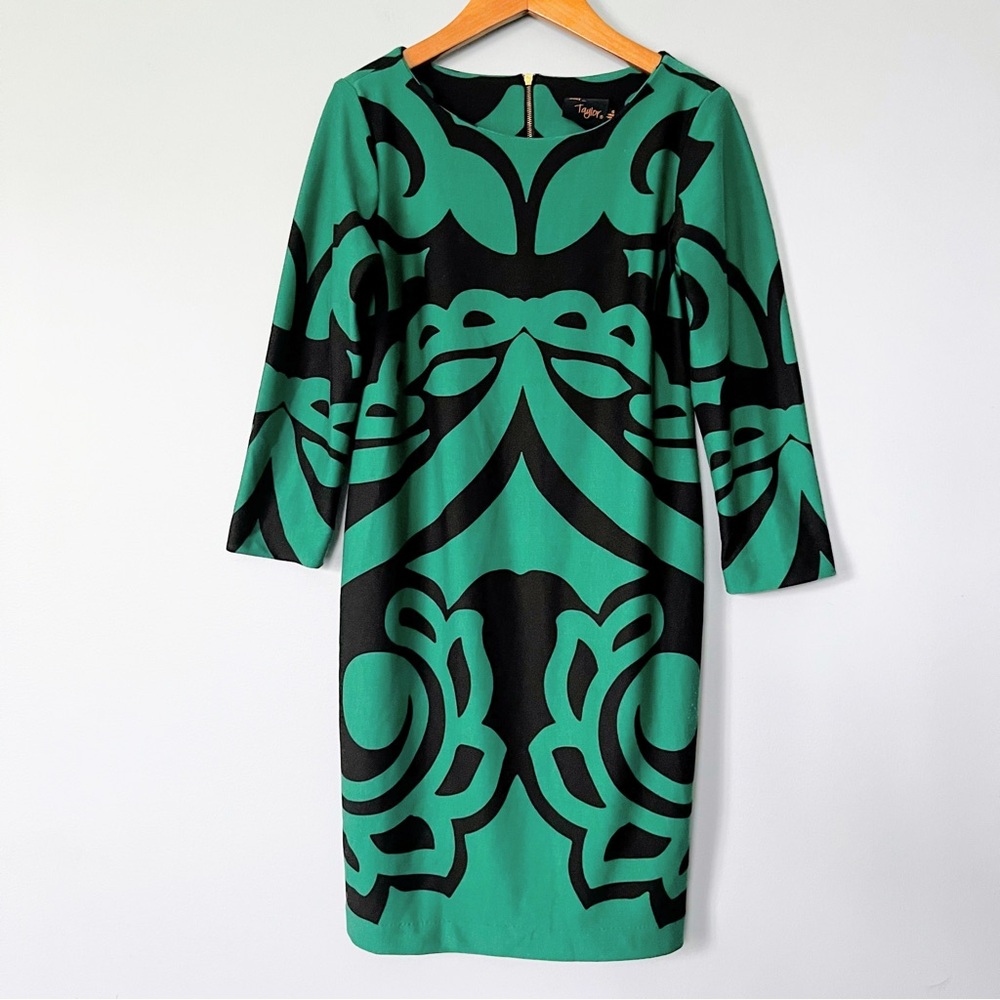 Just...Taylor Green Baroque Print Sheath Dress Size 6
